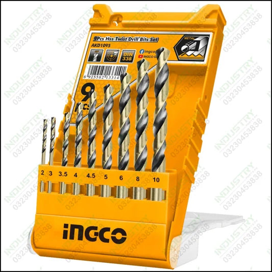 INGCO 9PCS HSS twist drill bits set AKD1095 in Pakistan - industryparts.pk