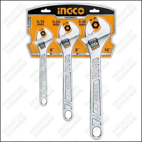 Ingco Adjustable Wrench Set HADWK031 In Pakistan - industryparts.pk