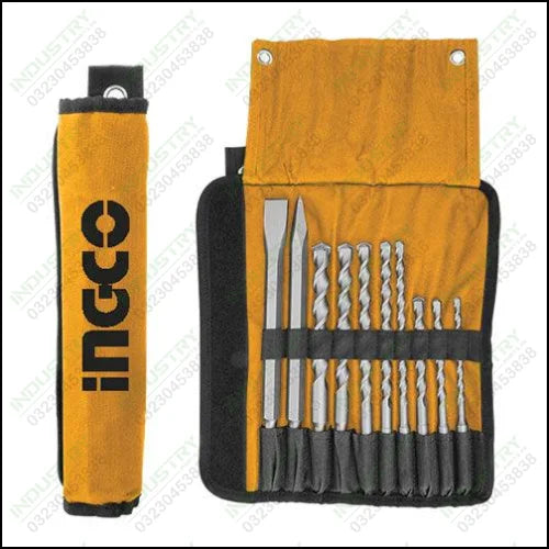 Ingco AKD2101 10pcs hammer drill bits and chisels set in Pakistan - industryparts.pk
