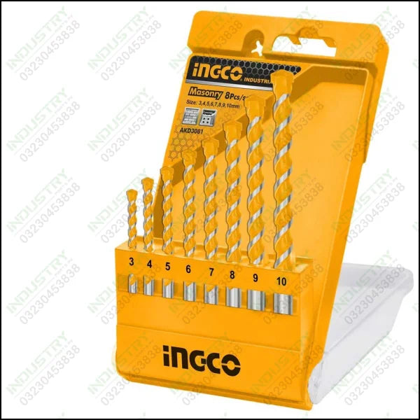 Ingco AKD3081 8PCS masonry drill bits set in Pakistan - industryparts.pk