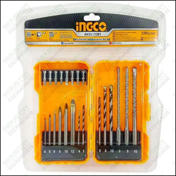 Ingco AKDL12201 22PCS drill bits and screwdriver bits set in Pakistan - industryparts.pk