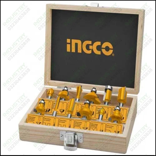 Ingco AKRT1211 12pcs Router bits set 8mm in Pakistan - industryparts.pk