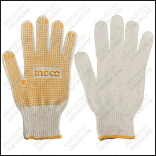 Ingco Knitted PVC dots gloves HGVK05 in Pakistan - industryparts.pk