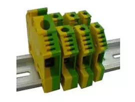 DIN RAIL MOUNTED FEED THROUGH GROUND EARTHING TERMINAL