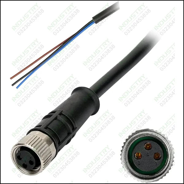 M12 3-Pins 2m Female Cable Sensors connector in Pakistan