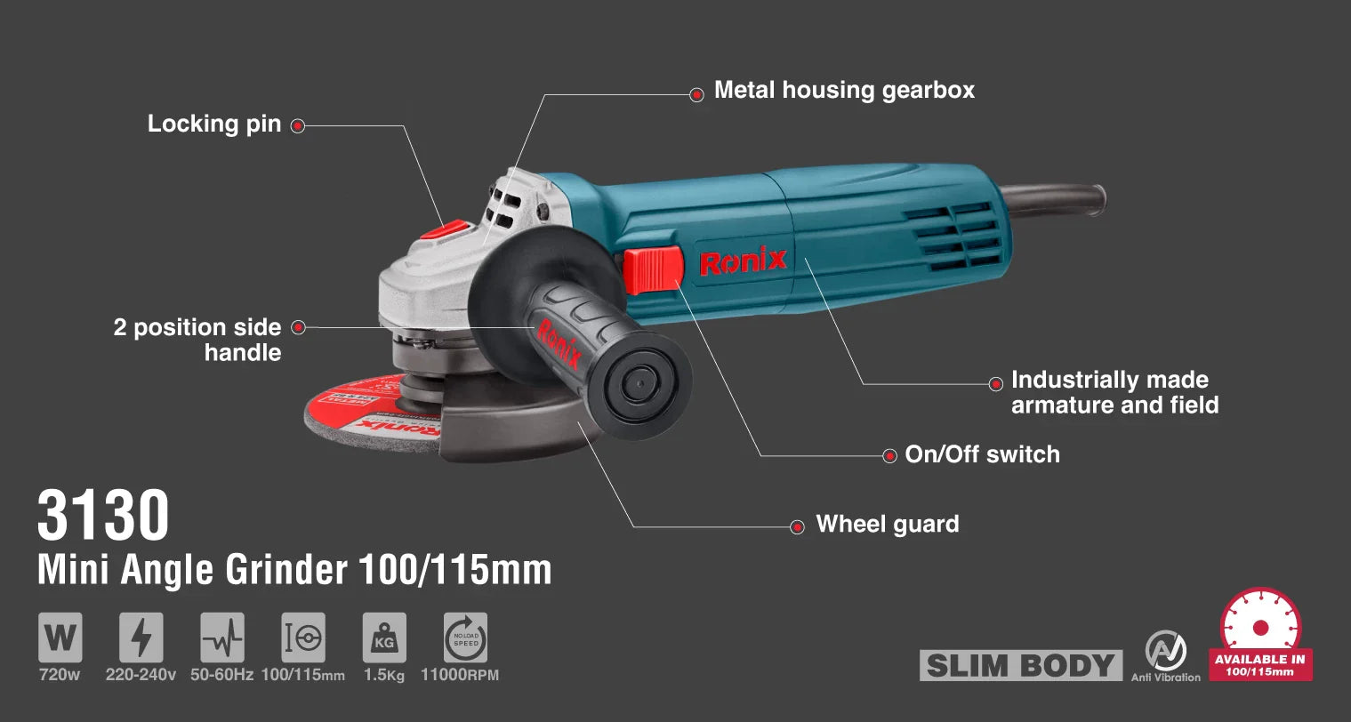 RONIX Mini Angle Grinder 100/115mm 3130 in Pakistan