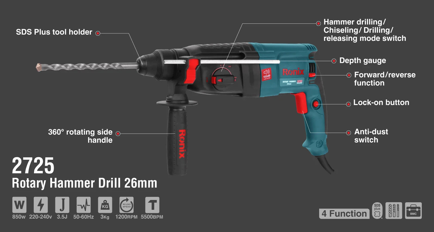 RONIX Rotary Hammer 26mm 2725 in Pakistan