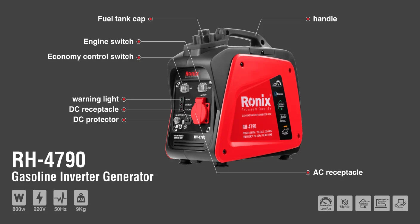 RONIX Gasoline Inverter Generator 800W RH-4790 in Pakistan