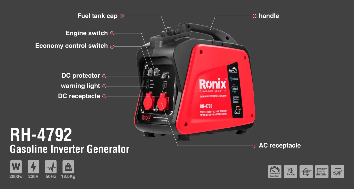 RONIX Gasoline Inverter Generator 2000W RH-4792 in Pakistan