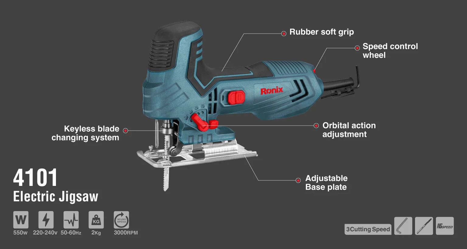RONIX Electric Jigsaw 3 Cutting speed 4101 in Pakistan