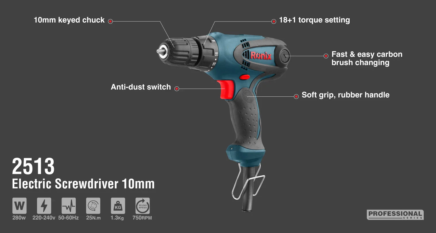 RONIX Electric Screwdriver 10mm 2513 in Pakistan