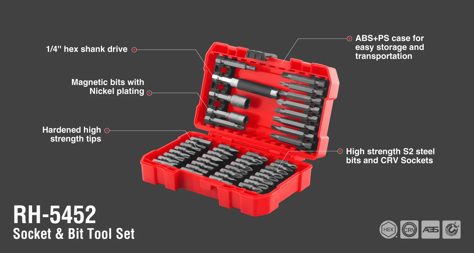 RONIX Screwdriver Bit Set 48pcs RH-5452 in Pakistan