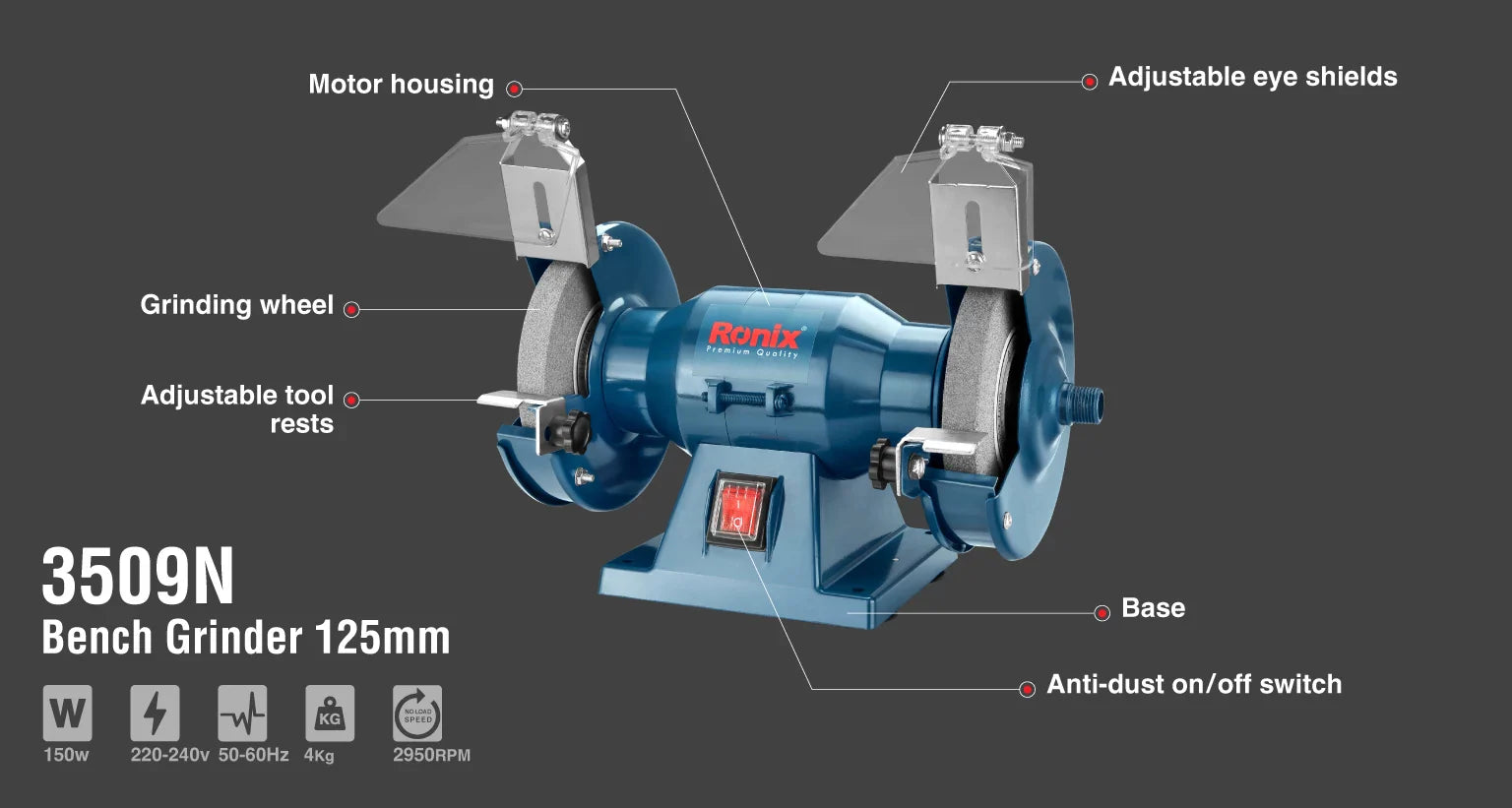 RONIX Bench Grinder 125mm / 5" 3509N in Pakistan
