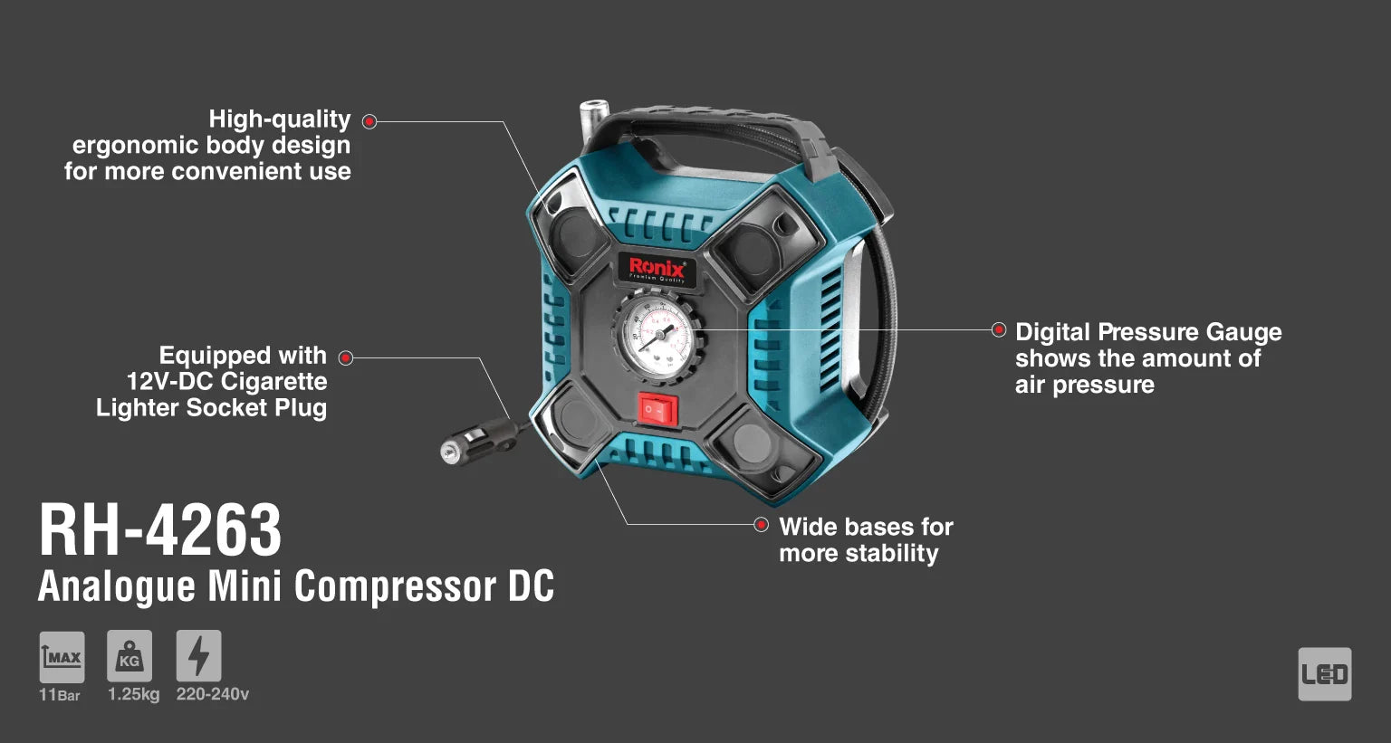 RONIX Mini Air Compressor DC RH-4263 in Pakistan
