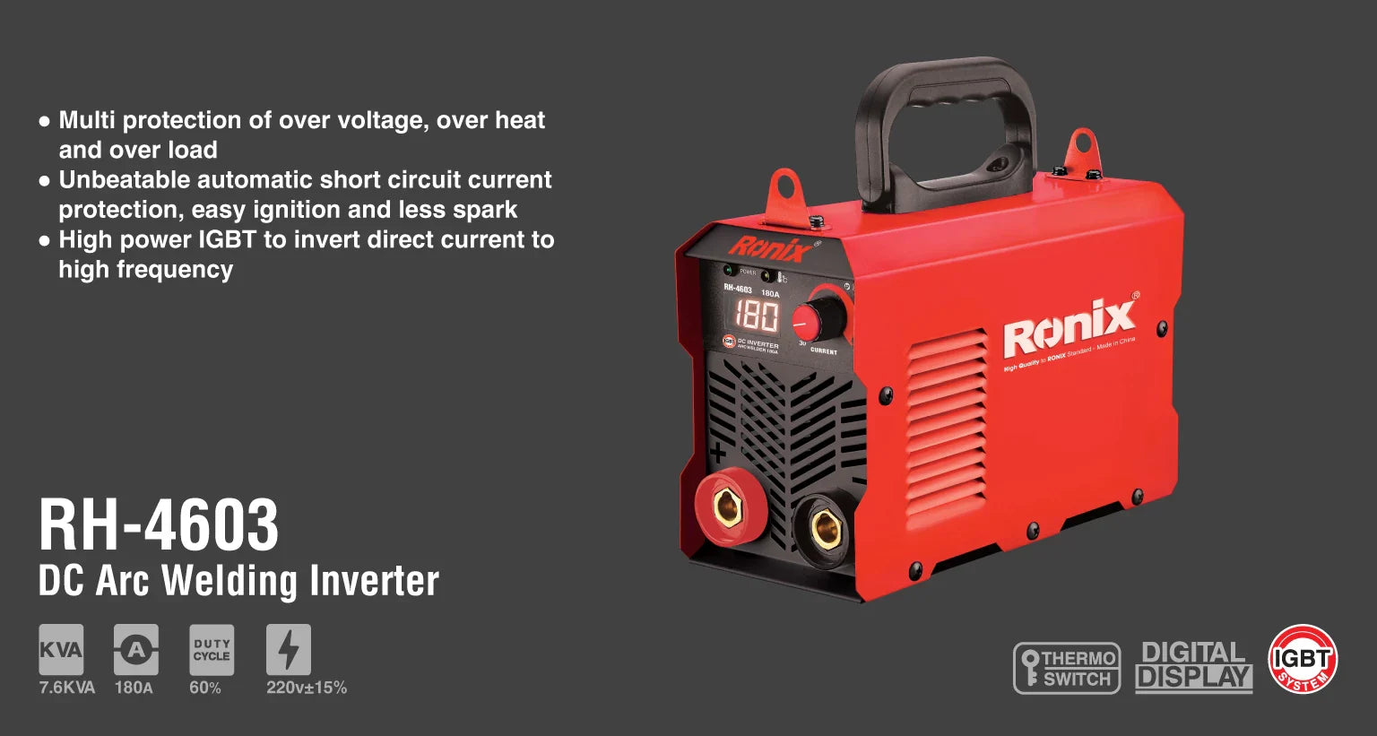 RONIX DC Arc Welding Inverter 180A RH-4603 in Pakistan