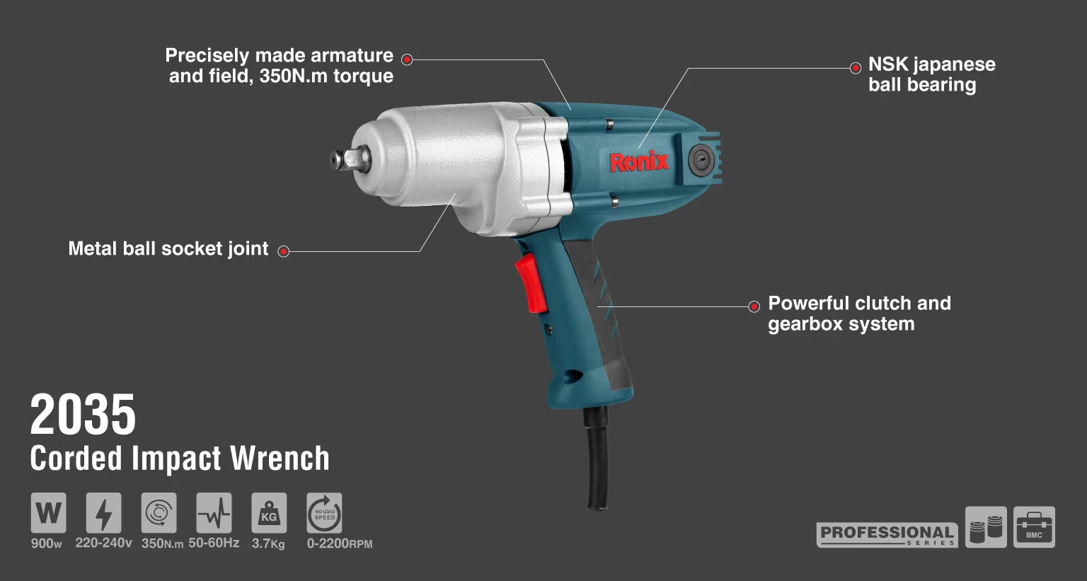 RONIX Electric Impact Wrench DR 2035 in Pakistan