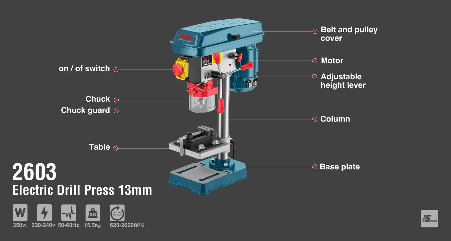 RONIX Electric Drill Press 13mm 2603 in Pakistan
