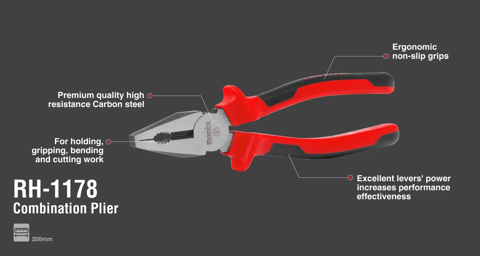 RONIX Combination Pliers Ultra CS RH-1178 in Pakistan