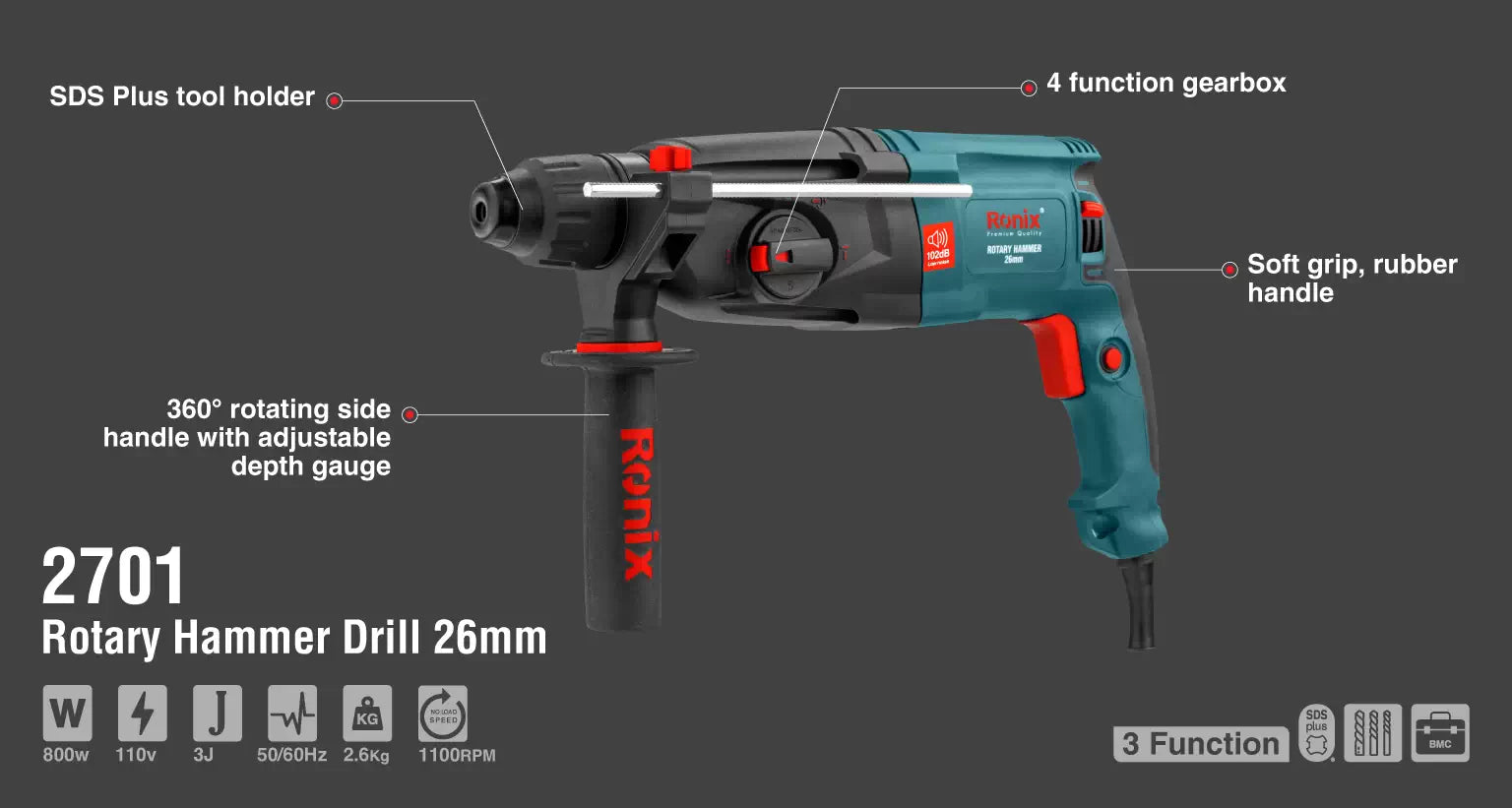 RONIX Rotary Hammer 26mm 2701V in Pakistan