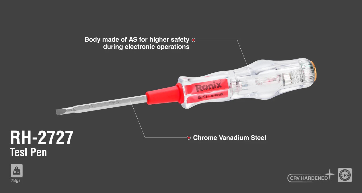 RONIX Test Pen 2 in 1 Cr-V RH-2727 in Pakistan