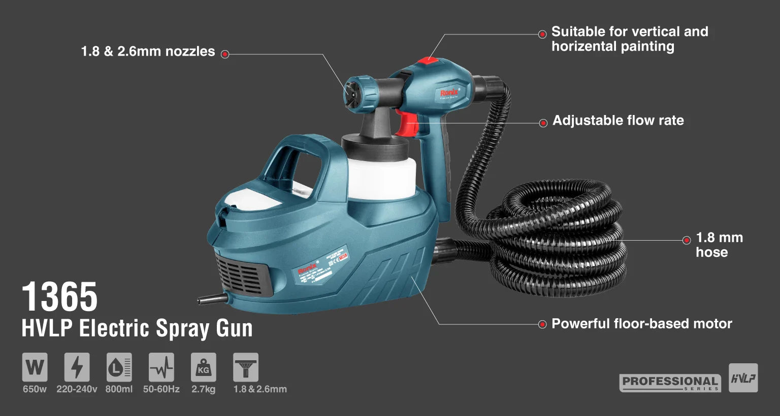 RONIX HVLP Floor-Based Spray Gun 800ml 1365 in Pakistan