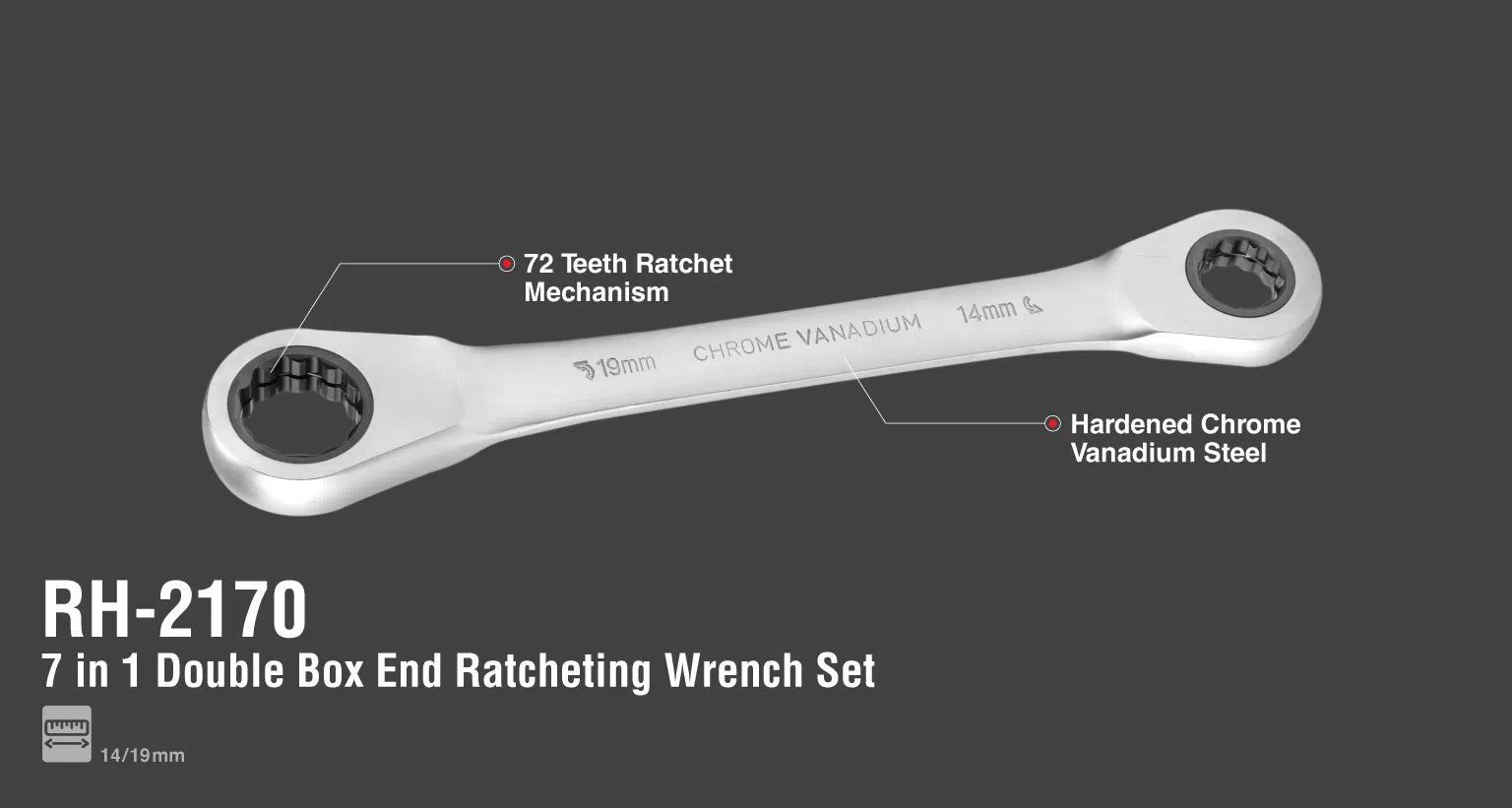 RONIX 7-in-1 Double Box End Ratcheting Wrench Set RH-2170 in Pakistan