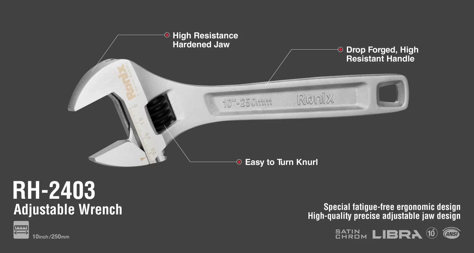 RONIX Adjustable Wrench Libra Series RH-2403 in Pakistan