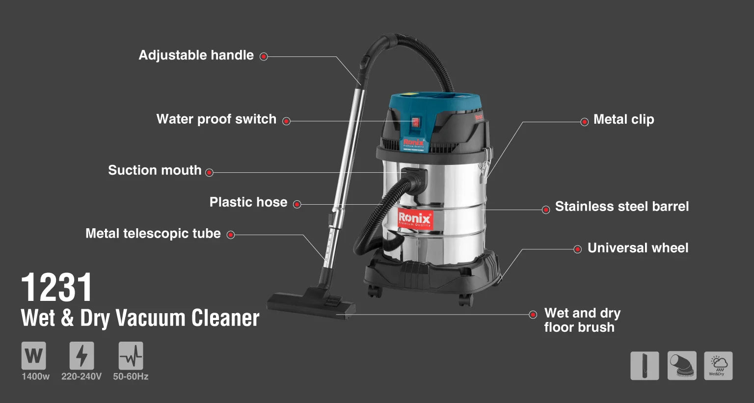RONIX Industrial Vacuum Cleaner 1231 in Pakistan
