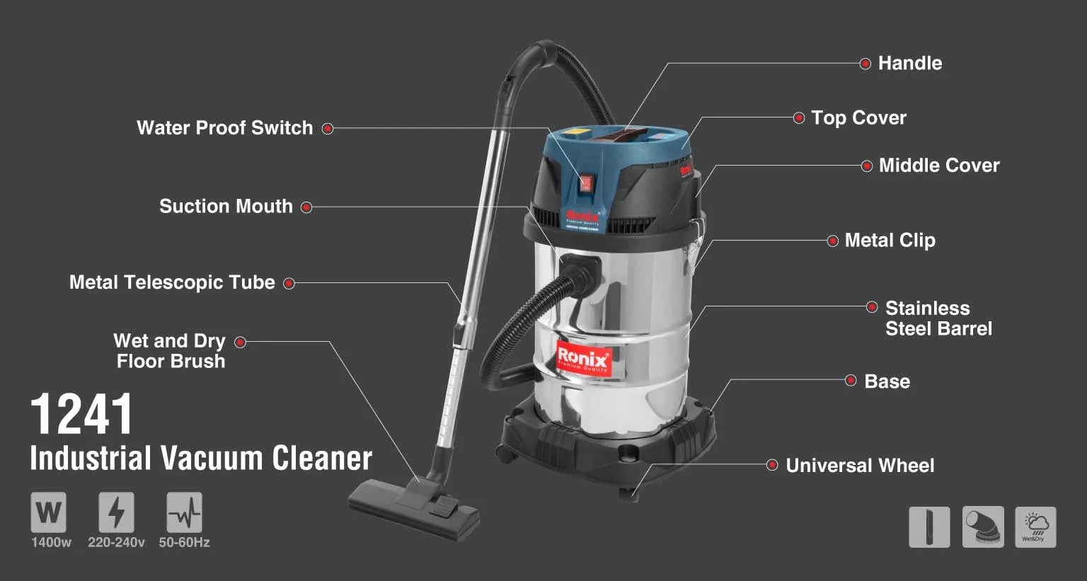 RONIX Industrial Vacuum Cleaner 1241 in Pakistan