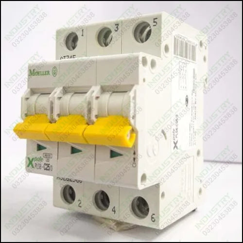 MCB AC Moeller X pole PLS6-C25/3-MW 415 V AC 25A C 6kA 3 pol in Pakistan - industryparts.pk