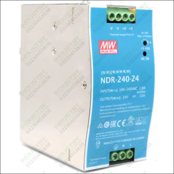 MEAN WELL NDR-240-24 24VDC 10A 240W Industrial DIN Rail Power Supply in Pakistan