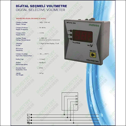 METESS MV6-96 Selectable Digital Voltmeter  in Pakistan