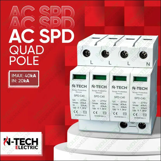 N-TECH AC SPD-C40 4-Pole Surge Protective Device in Pakistan