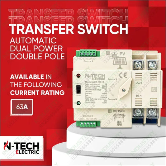 N-TECH ATS W2R-100 2-Pole Automatic Transfer Switch in Pakistan