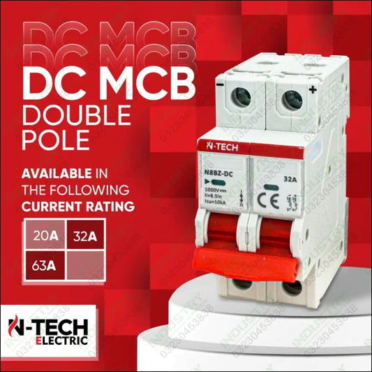 N-TECH DC MCB N8BZ-DC 2Pole Miniature Circuit Breaker in Pakistan