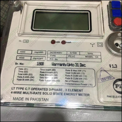 PEL 3-Phase Multi-Rate Solid State Energy Meter in Pakistan