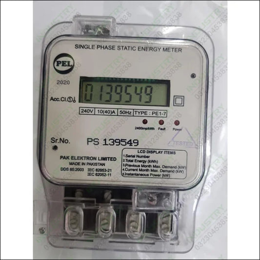 PEL Single Phase Energy Meter in Pakistan