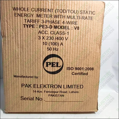 PEL Three Phase Static Digital Energy Meter in Pakistan