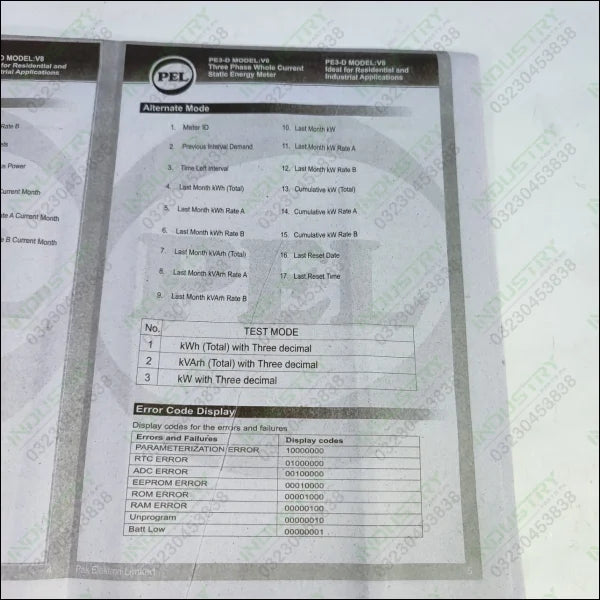 PEL Three Phase Static Digital Energy Meter in Pakistan
