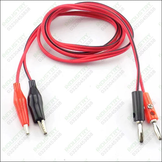Power Supply Cables w/ Crocodile Clip / 4mm Stacked Type Banana Connector - Red + Black (70cm) - industryparts.pk