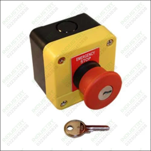 Red Sign Emergency Stop Push Button Switch &amp;amp Key - industryparts.pk