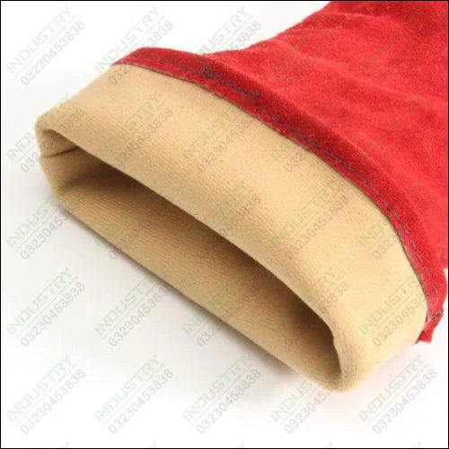 Red Welding Gloves High Temperature Leather Long Glove Stove 2 Sets in Pakistan - industryparts.pk