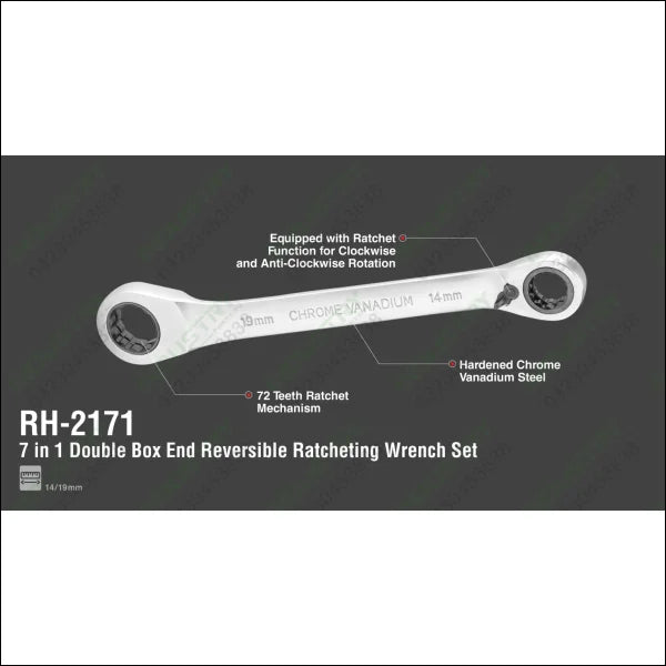 RONIX 7-in-1 Double Box End Reversible Ratcheting Wrench Set RH-2171 in Pakistan