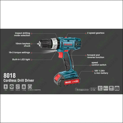 RONIX Cordless Drill Driver 8018 in Pakistan