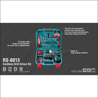 RONIX Cordless Drill Set 12V 36pcs RS-8013 in Pakistan