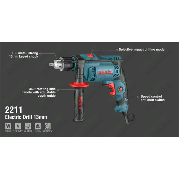 RONIX Electric Impact Drill 13mm Keyed 2211 in Pakistan