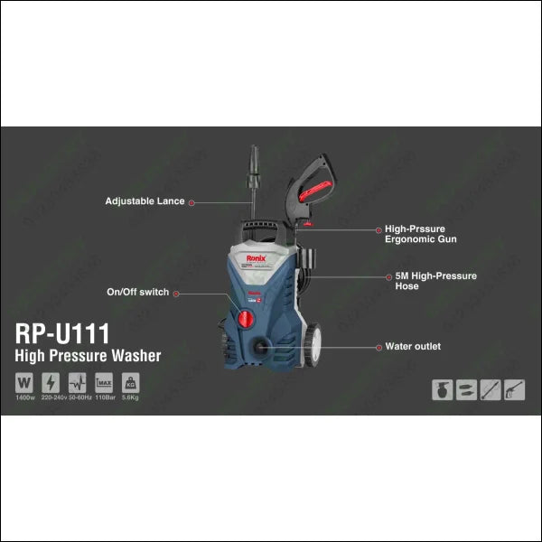 RONIX High Pressure Washer 110BAR RP-U111 in Pakistan