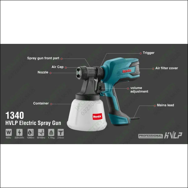 RONIX HVLP Electric Spray Gun 1200ml 1340 in Pakistan