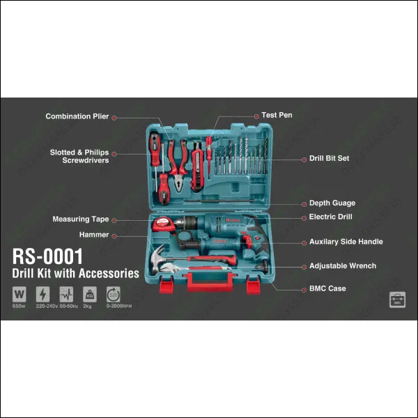 RONIX Impact Drill Kit 22pcs RS-0001 in Pakistan