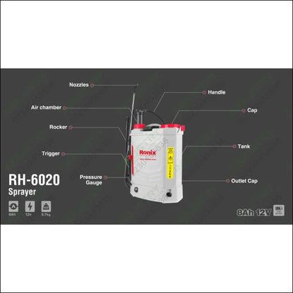 Ronix Knapsack Battery Sprayer 20L RH-6020 in Pakistan